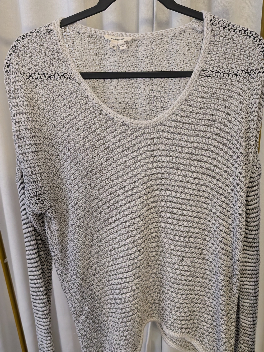 Helmut Lang Light Gray Marled V-Neck Sweater